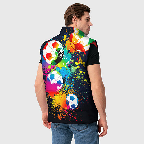 Мужской жилет Разноцветные футбольные мячи / 3D-Красный – фото 4