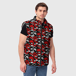 Мужской жилет Красный дракон на черном фоне, цвет: 3D-светло-серый — фото 2