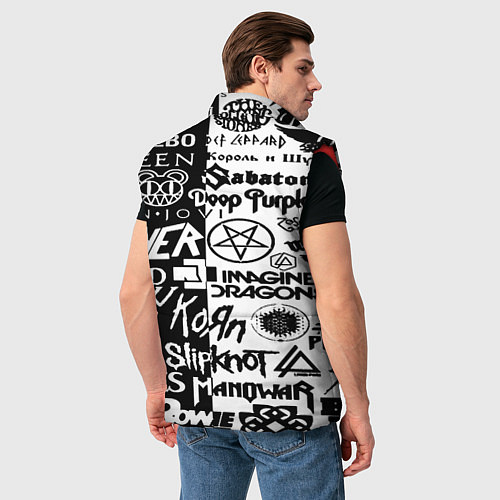Мужской жилет Логотипы лучших групп черно белый / 3D-Красный – фото 4