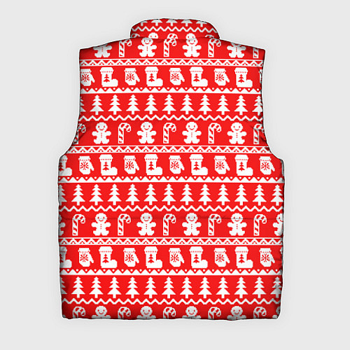 Мужской жилет Новогодний узор с пряничными человечками и елками / 3D-Красный – фото 2