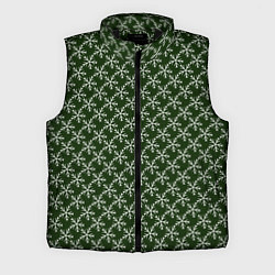 Мужской жилет Паттерн снежинки тёмно-зелёный, цвет: 3D-черный