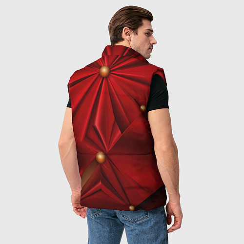 Мужской жилет Золотой герб России на красной абстракции / 3D-Красный – фото 4
