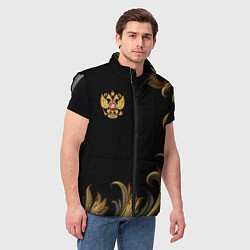 Мужской жилет Герб России и золотистый узор, цвет: 3D-светло-серый — фото 2