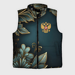 Мужской жилет Золотые листья и герб России, цвет: 3D-светло-серый