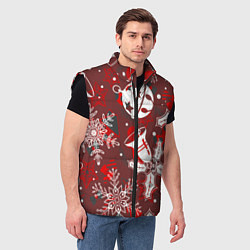 Мужской жилет Рождественские узоры паттерны, цвет: 3D-черный — фото 2