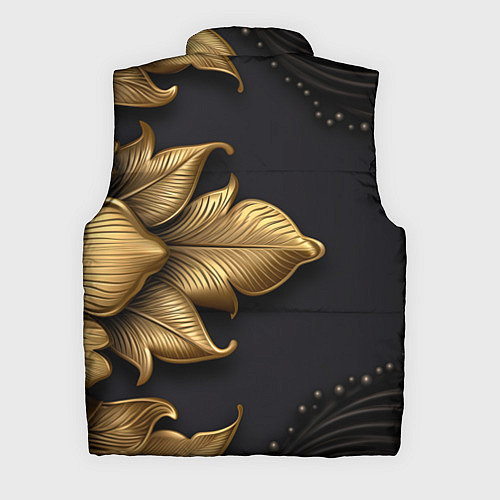 Мужской жилет Золотые объемные листья на черном фоне / 3D-Светло-серый – фото 2
