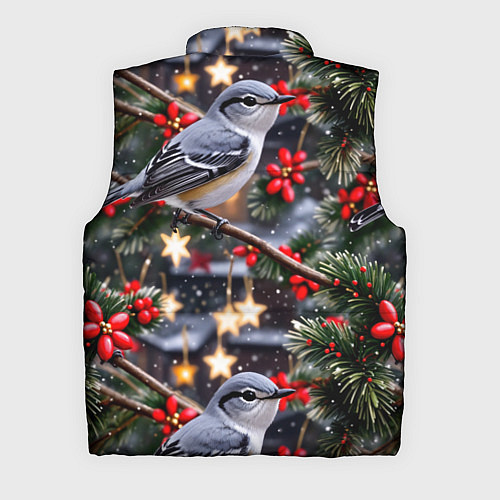 Мужской жилет Рождественская птица пересмешник / 3D-Светло-серый – фото 2