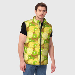 Мужской жилет Фрукты - ананас и киви, цвет: 3D-черный — фото 2