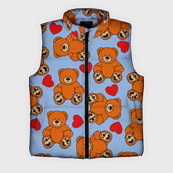 Мужской жилет Мишки и сердца на голубом фоне