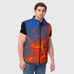 Мужской жилет Грани огненнные абстракция, цвет: 3D-черный — фото 2