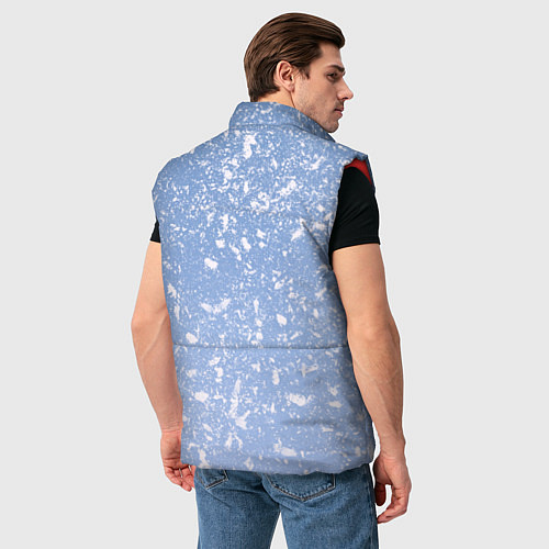 Мужской жилет Белые хлопья на голубом фоне / 3D-Красный – фото 4