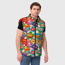 Мужской жилет Bang Boom Ouch pop art pattern, цвет: 3D-красный — фото 2