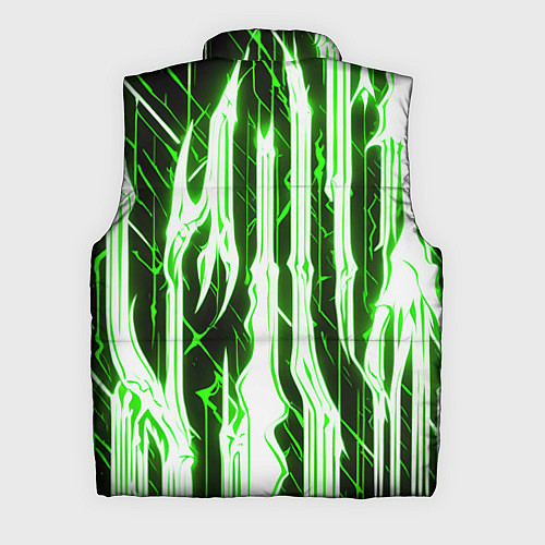 Мужской жилет Зелёные неоновые полосы на чёрном фоне / 3D-Красный – фото 2