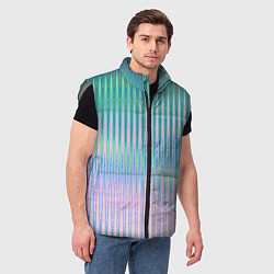 Мужской жилет Голографический эффект светлых тонов полос, цвет: 3D-светло-серый — фото 2