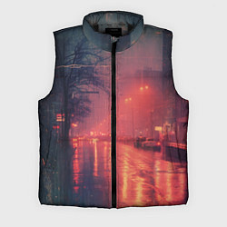 Мужской жилет Ночные городские огни, цвет: 3D-черный
