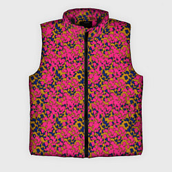 Мужской жилет Взаимосвязанные листочки, розового жёлтого и синег, цвет: 3D-черный