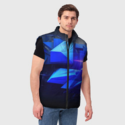 Мужской жилет Black blue background abstract, цвет: 3D-черный — фото 2