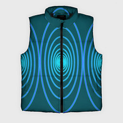 Мужской жилет Неоновые овалы на зеленом фоне, цвет: 3D-черный