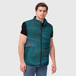 Мужской жилет Зеленые перья птицы, цвет: 3D-черный — фото 2