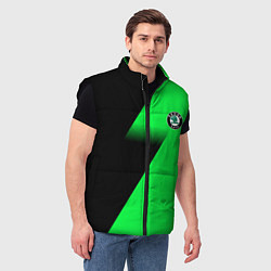 Мужской жилет Skoda green line geometry, цвет: 3D-черный — фото 2