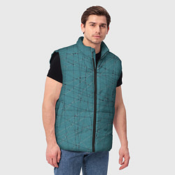 Мужской жилет Абстракция порезы бирюзовый, цвет: 3D-черный — фото 2