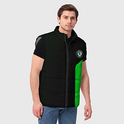 Мужской жилет Skoda pattern sport green, цвет: 3D-светло-серый — фото 2