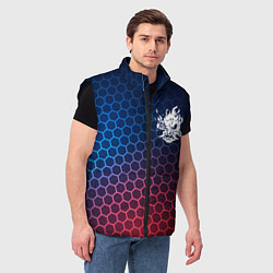 Мужской жилет Cyberpunk 2077 неоновые соты, цвет: 3D-черный — фото 2