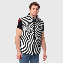 Мужской жилет Черно-белый водоворот - зебра исллюзия шкуры, цвет: 3D-красный — фото 2