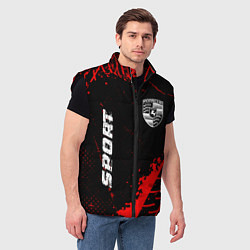 Мужской жилет Porsche red sport tires, цвет: 3D-черный — фото 2