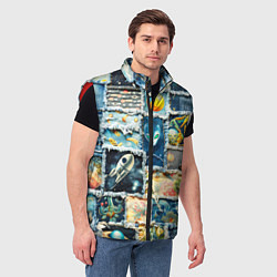 Мужской жилет Космические обитатели - пэчворк, цвет: 3D-красный — фото 2