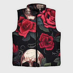 Мужской жилет Черепа с красными розами