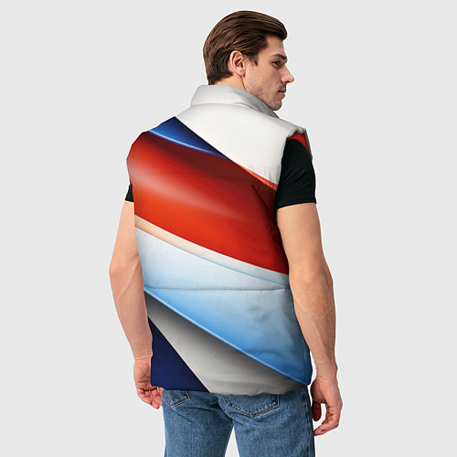 Мужской жилет Абстрактный минимализм плавные волнистые линии / 3D-Красный – фото 4