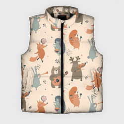 Мужской жилет Животные с инструментами, цвет: 3D-черный