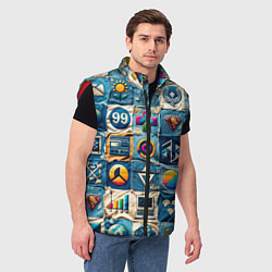 Мужской жилет Пэчворк деним из девяностых, цвет: 3D-красный — фото 2