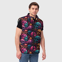 Мужской жилет Поле яркий черепов и цветов, цвет: 3D-светло-серый — фото 2