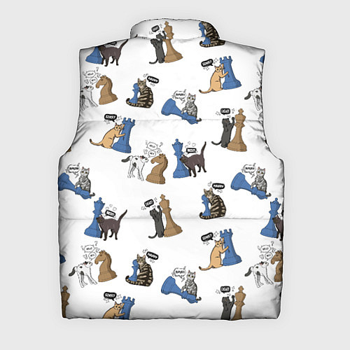 Мужской жилет Котики и шахматы белый / 3D-Черный – фото 2