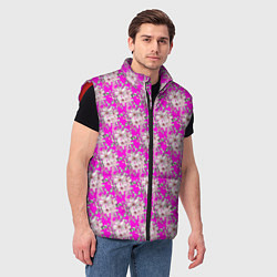 Мужской жилет Цветочный паттерн на ярко-розовом фоне, цвет: 3D-красный — фото 2