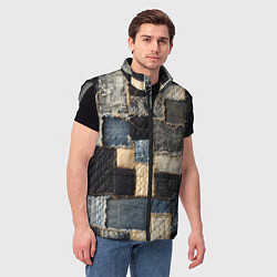 Мужской жилет Заплатки пэчворк на джинсе, цвет: 3D-светло-серый — фото 2