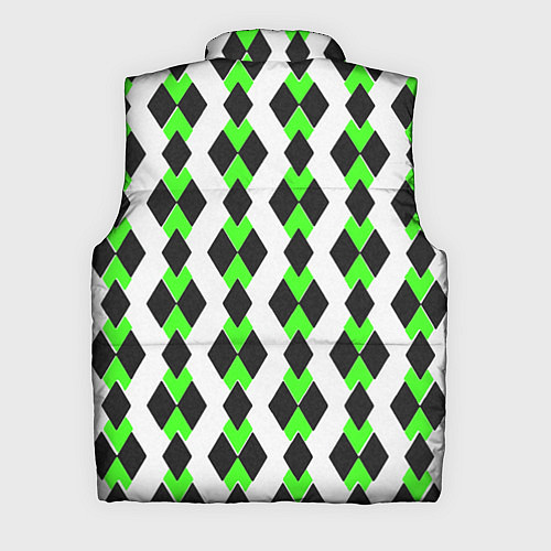 Мужской жилет Чёрные и зелёные ромбы на белом фоне / 3D-Красный – фото 2