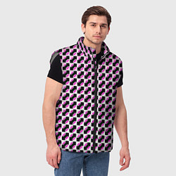 Мужской жилет Чёрно-розовые ячейки, цвет: 3D-светло-серый — фото 2