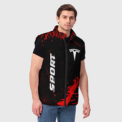 Мужской жилет Tesla red sport tires, цвет: 3D-черный — фото 2