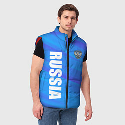 Мужской жилет Россия - синие волны, цвет: 3D-красный — фото 2