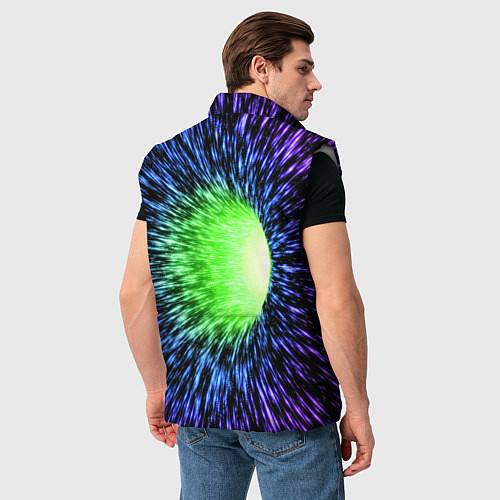 Мужской жилет Червоточина - градиентные лучи со свечением / 3D-Светло-серый – фото 4