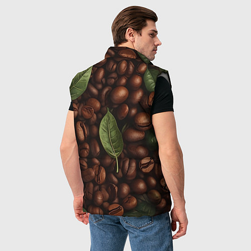 Мужской жилет Кофейные зёрна с листьями / 3D-Светло-серый – фото 4