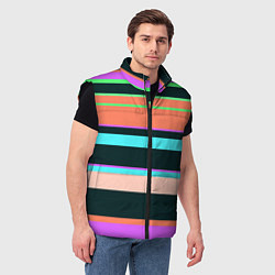 Мужской жилет Цветные разные полосы, цвет: 3D-черный — фото 2