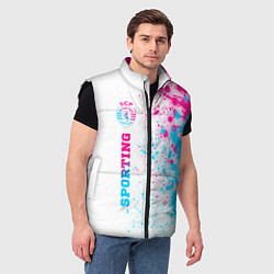 Мужской жилет Sporting neon gradient style по-вертикали, цвет: 3D-черный — фото 2