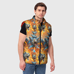 Мужской жилет Волки и камни, цвет: 3D-красный — фото 2