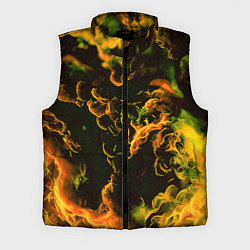 Мужской жилет Жёлтое огненное пламя инферно - inferno yellow, цвет: 3D-черный