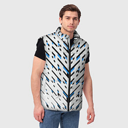 Мужской жилет Black and blue stripes on a white background, цвет: 3D-черный — фото 2