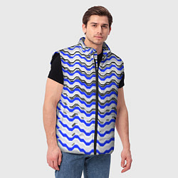 Мужской жилет Black and blue stripes on a white background, цвет: 3D-черный — фото 2